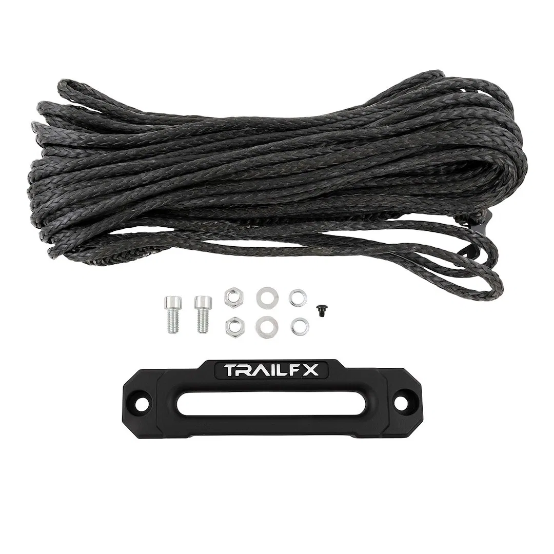 WXV007 – TRAILFX Winch Cable, 9500 Pound Capacity 8.4 Millimeter Diameter x 94 Foot Length Synthetic Rope With Hawse ...